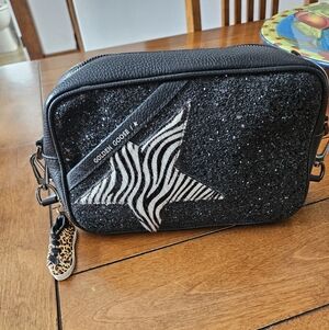 Golden Goose Black Glitter Zebra Star Shoulder Bag